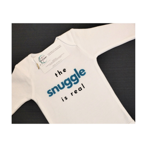 'The Snuggle is Real' Baby Onesie ~ Blue Long-Sleeve