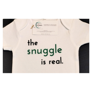 'The Snuggle is Real' Baby Onesie ~ Green Short-Sleeve