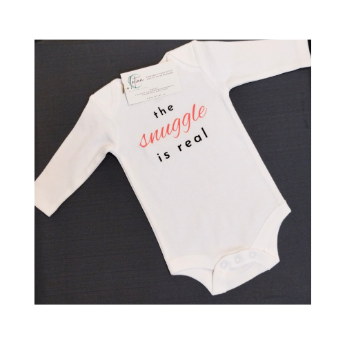 'The Snuggle is Real' Baby Onesie ~ Pink Long-Sleeve