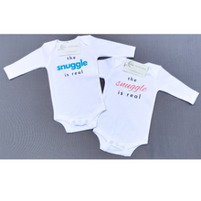 Load image into Gallery viewer, &#39;The Snuggle is Real&#39; Baby Onesie ~ Blue Long-Sleeve
