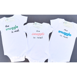 'The Snuggle is Real' Baby Onesie ~ Green Short-Sleeve