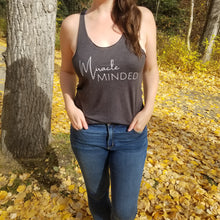 Load image into Gallery viewer, Heather-Black Racer Back Tank Top - "Miracle Minded"