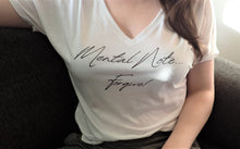 Load image into Gallery viewer, White Flowy V-Neck Tee - &quot;Mental Note... Forgive!&quot;
