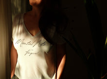 Load image into Gallery viewer, White Flowy V-Neck Tee - &quot;Mental Note... Forgive!&quot;
