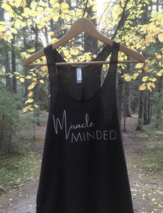 Heather-Black Racer Back Tank Top -  "Miracle Minded"