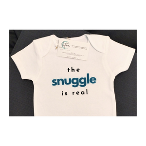 'The Snuggle is Real' Baby Onesie ~ Blue Short-Sleeve