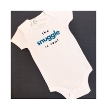 Load image into Gallery viewer, 'The Snuggle is Real' Baby Onesie ~ Blue Short-Sleeve