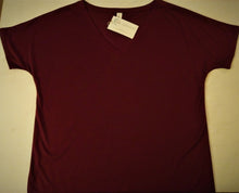 Load image into Gallery viewer, Cranberry Flowy V-Neck with Angel Wings