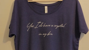 Navy Flowy Scoop-Neck Tee - "Yes. I do have a crystal in my bra."