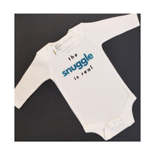 Load image into Gallery viewer, &#39;The Snuggle is Real&#39; Baby Onesie ~ Blue Long-Sleeve
