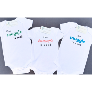 'The Snuggle is Real' Baby Onesie ~ Blue Short-Sleeve