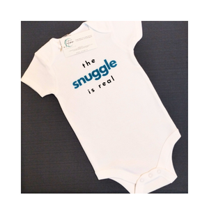 'The Snuggle is Real' Baby Onesie ~ Blue Short-Sleeve